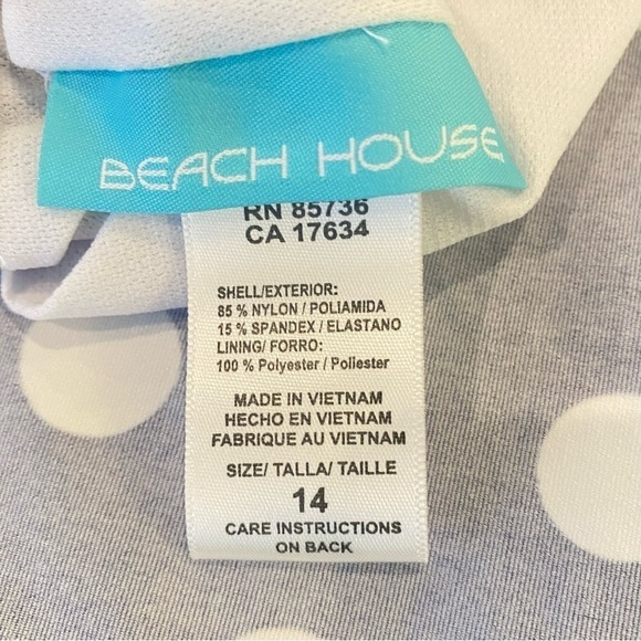 Beach House women's size 14 Tankini swim beach top blue white polka dots modest - Picture 7 of 8